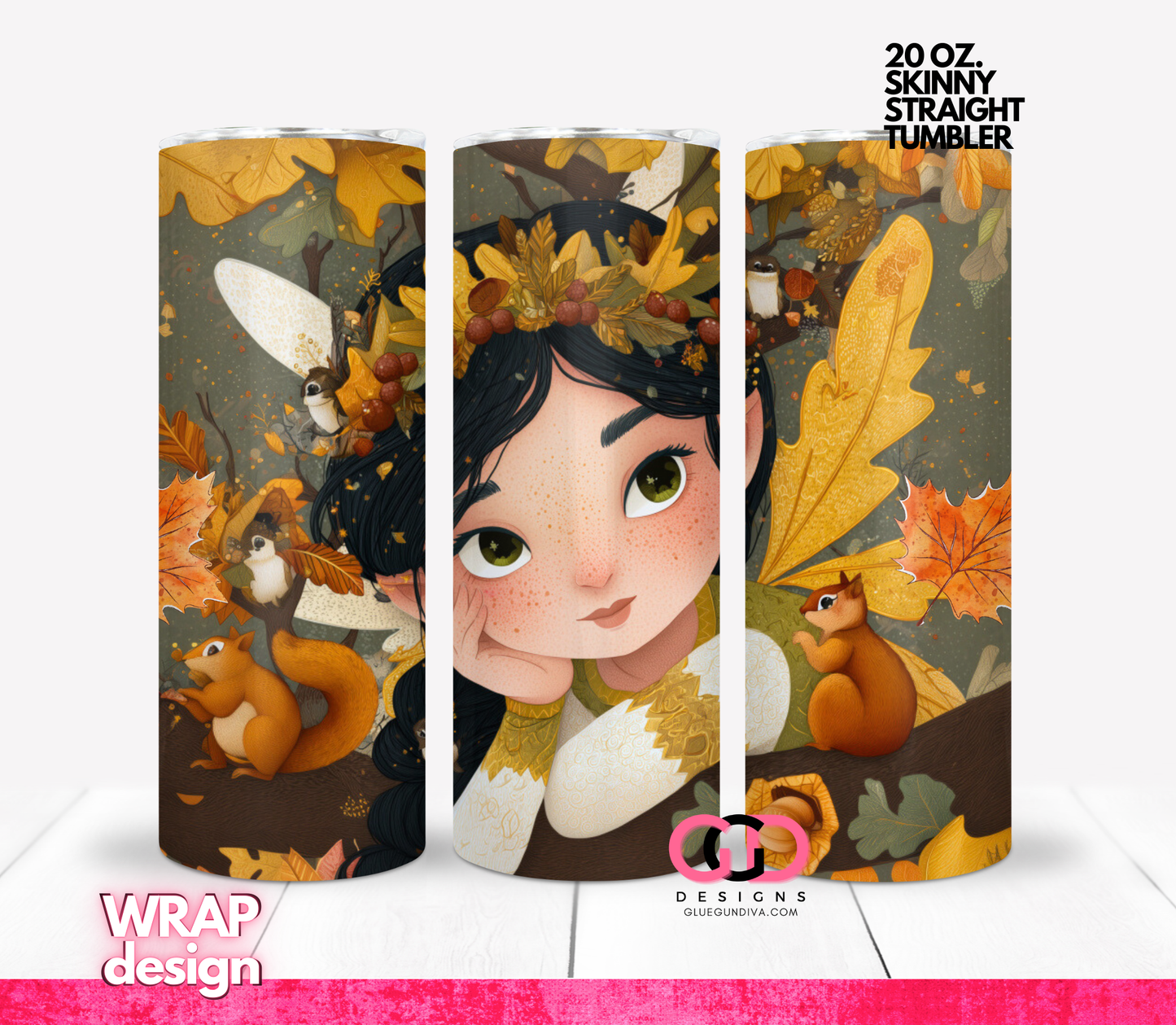 Fall Friends -   Digital tumbler wrap for 20 oz skinny straight tumbler