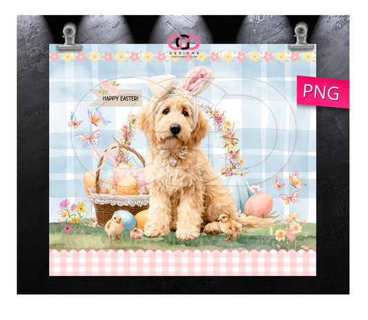 Golden Doodle Easter Puppy-  Digital tumbler wrap for 20 oz skinny straight tumbler
