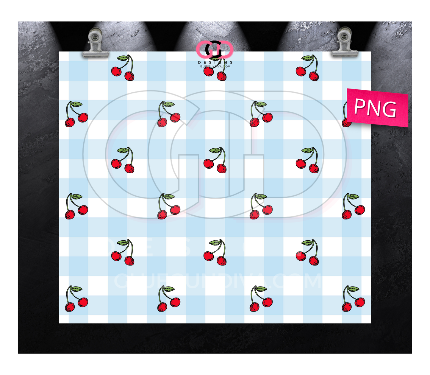 Sweet Cherries -  Digital tumbler wrap for 20 oz skinny straight tumbler