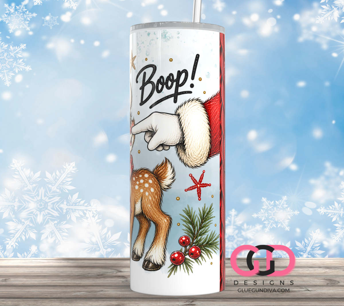 Boop Reindeer -  Digital tumbler wrap for 20 oz skinny straight tumbler