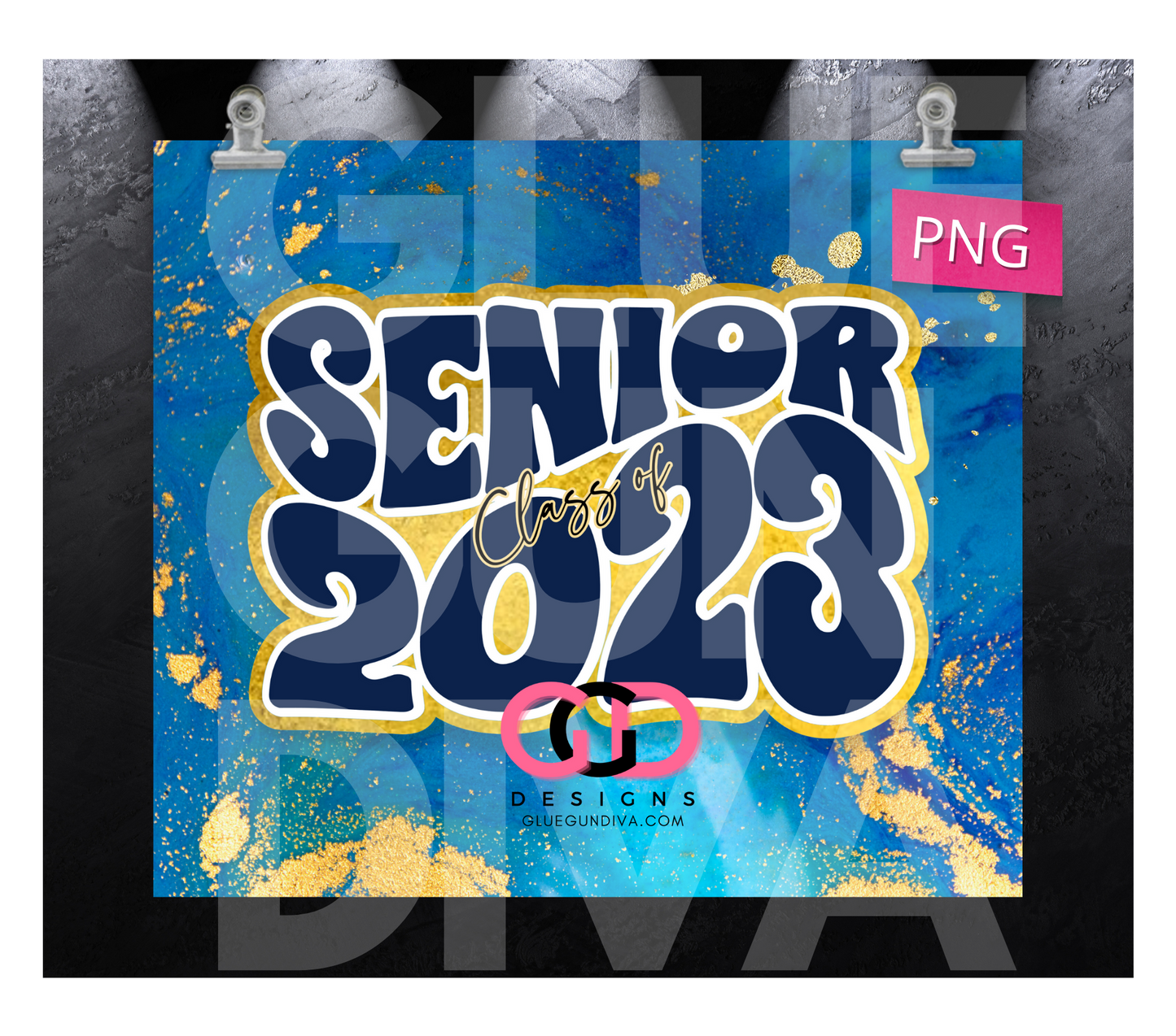 Senior Class of 2023 Blue-   Digital tumbler wrap for 20 oz skinny straight tumbler