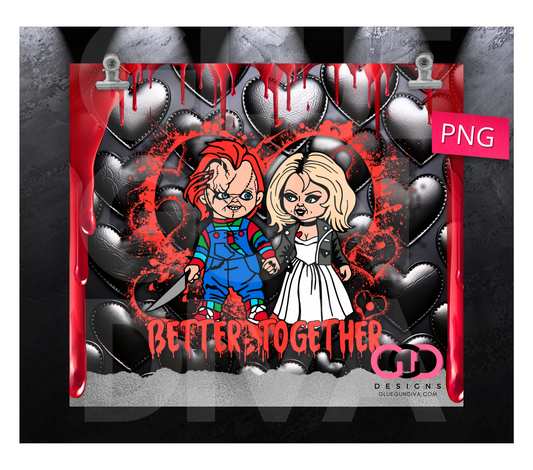 Better Together Horror Couple-   Digital tumbler wrap for 20 oz skinny straight tumbler