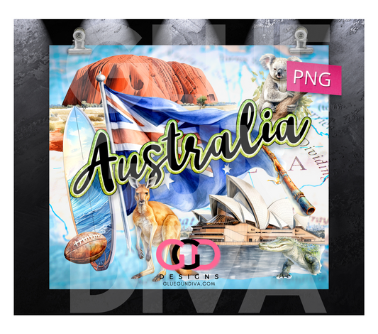 Australia -   Digital tumbler wrap for 20 oz skinny straight tumbler