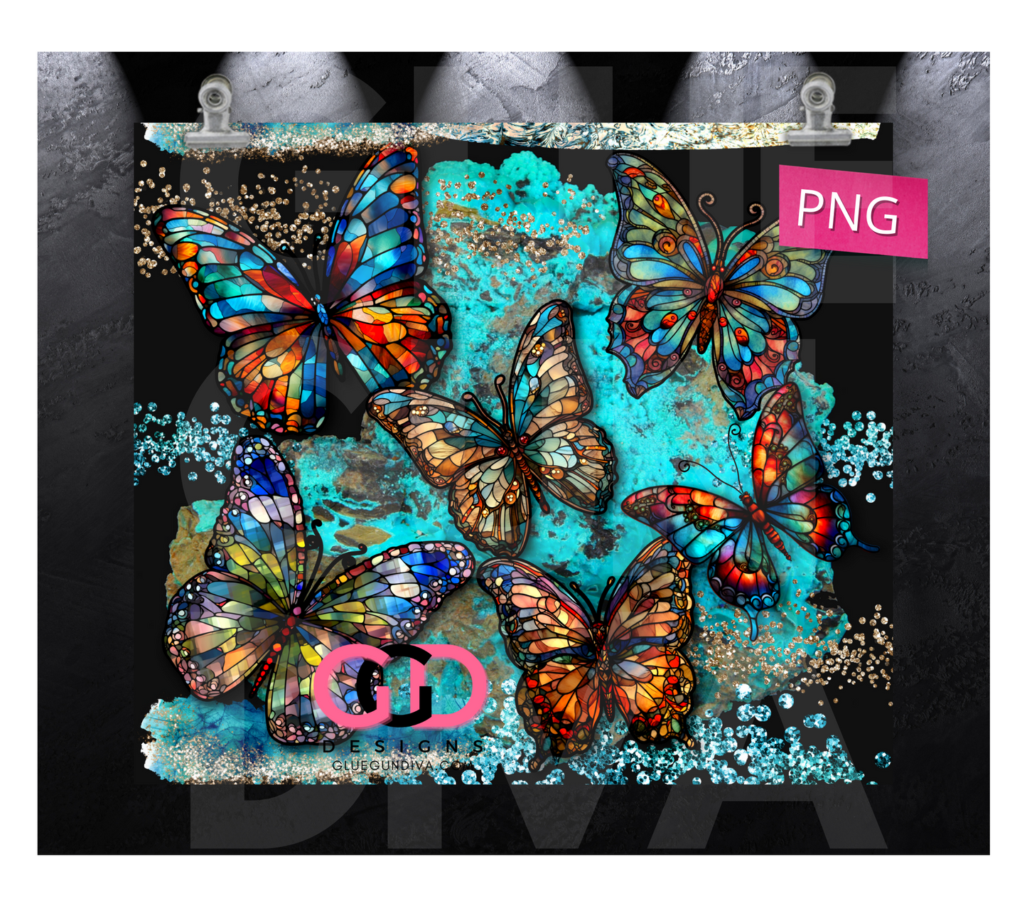 Amazing Butterflies with free pen wrap-   Digital tumbler wrap for 20 oz skinny straight tumbler