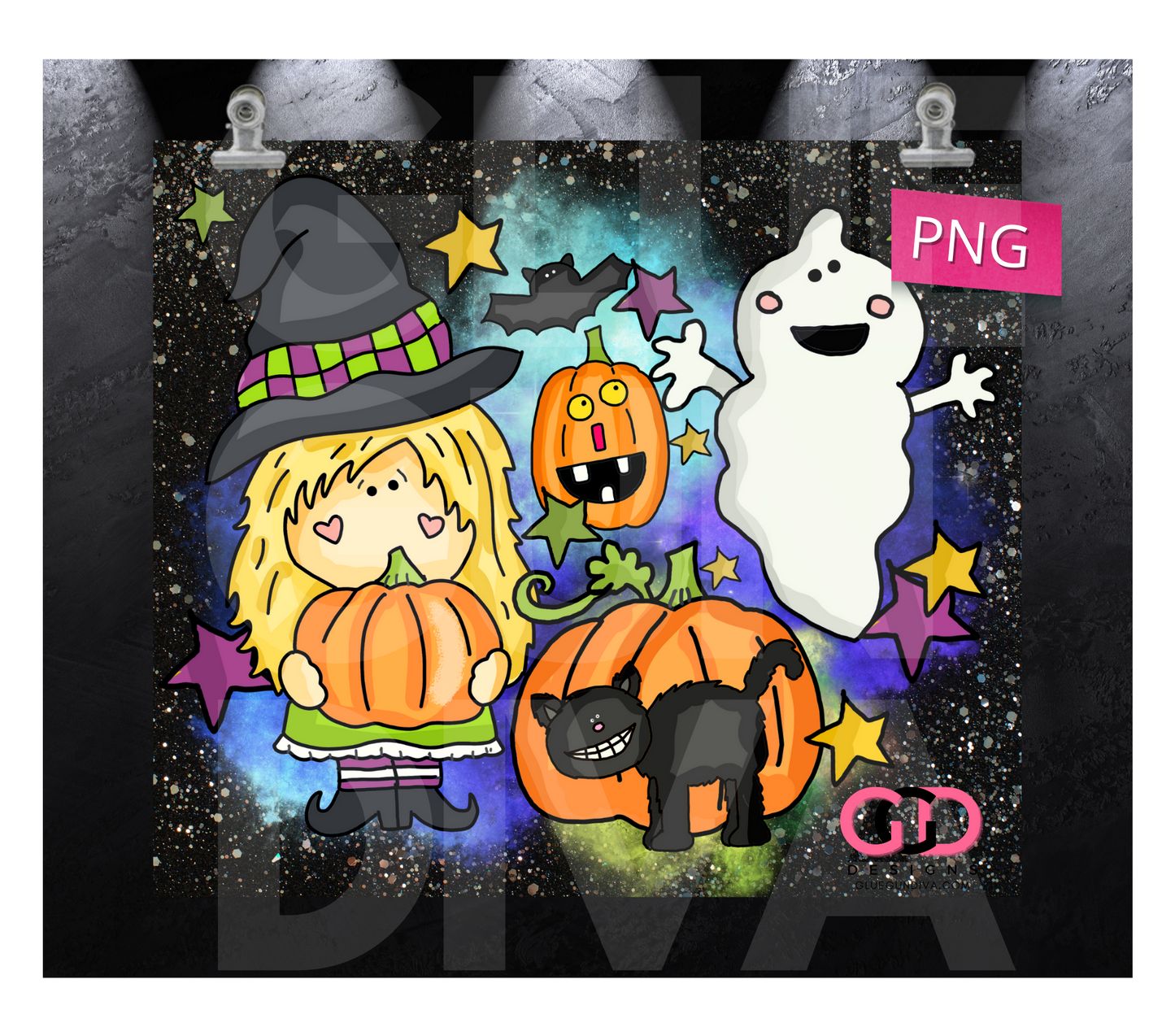 Cute Halloween Friends-   Digital tumbler wrap for 20 oz skinny straight tumbler