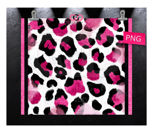 Pink Black Cheetah Background -   Digital tumbler wrap for 20 oz skinny straight tumbler