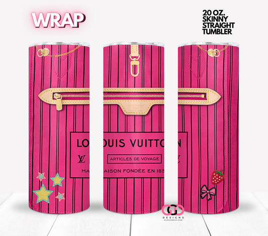 Hot Pink Patches purse -  Digital tumbler wrap for 20 oz skinny straight tumbler