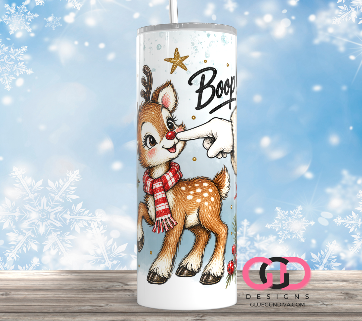 Boop Reindeer -  Digital tumbler wrap for 20 oz skinny straight tumbler