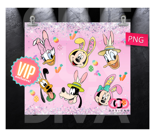 Sparkly Bunny Friends-   Digital tumbler wrap for 20 oz skinny straight tumbler