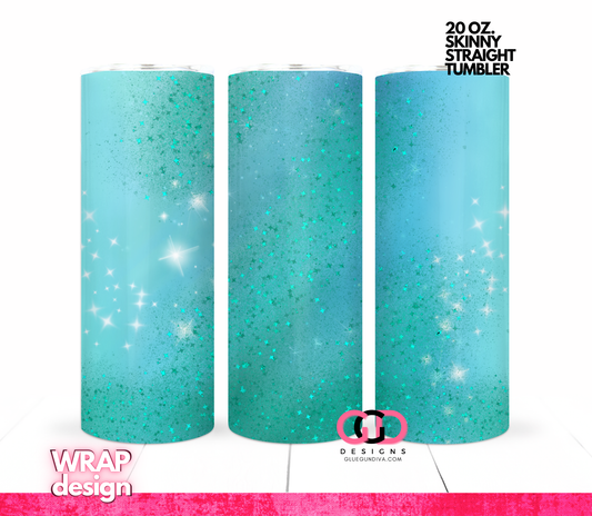 Green and Blue Glitter -   Digital tumbler wrap for 20 oz skinny straight tumbler