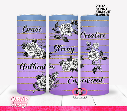 Positive Words English-   Digital tumbler wrap for 20 oz skinny straight tumbler
