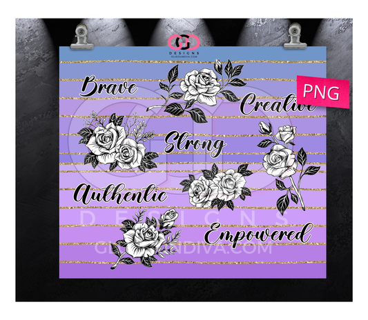 Positive Words English-   Digital tumbler wrap for 20 oz skinny straight tumbler