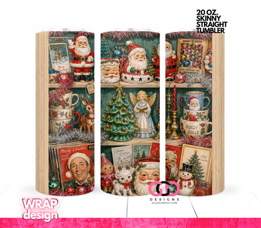 Christmas Thrift Shelf Light Wood -   Digital tumbler wrap for 20 oz skinny straight tumbler