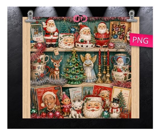 Christmas Thrift Shelf Light Wood -   Digital tumbler wrap for 20 oz skinny straight tumbler