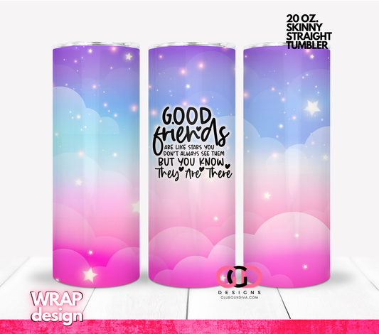 Good Friends Stars -  Digital tumbler wrap for 20 oz skinny straight tumbler