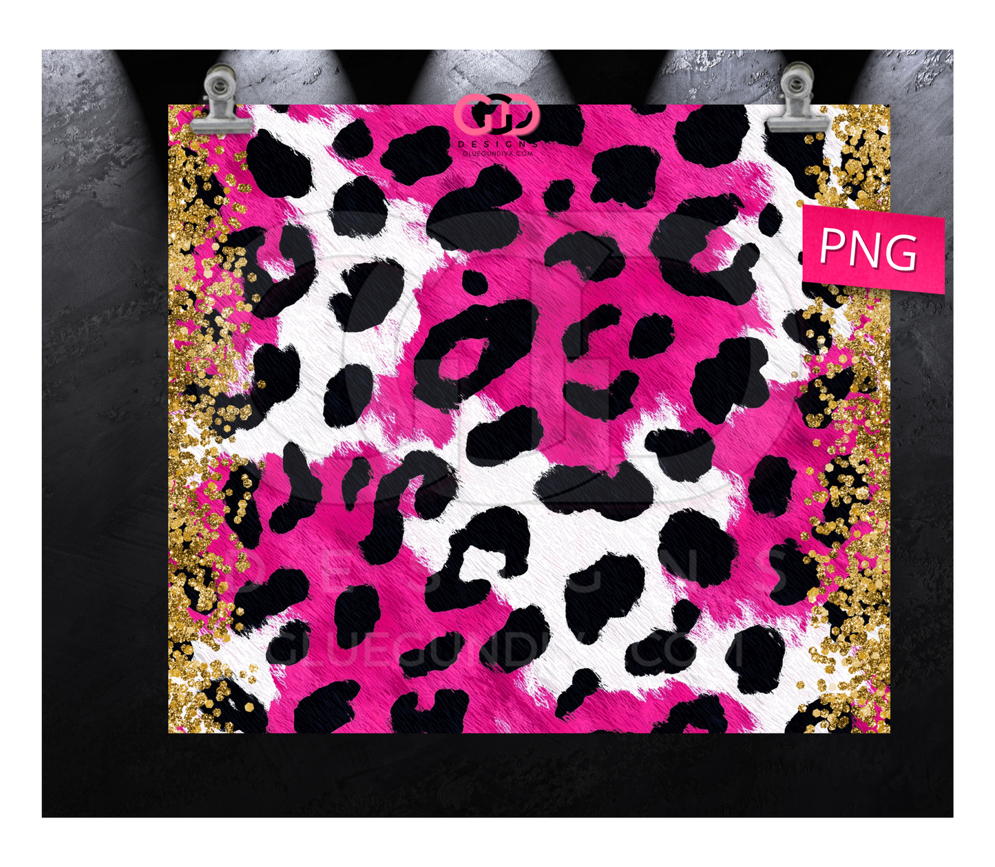 Gold Glitter and Pink Cheetah -   Digital tumbler wrap for 20 oz skinny straight tumbler