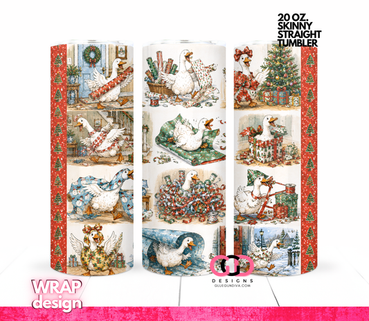 Silly Wrapping Paper Goose -   Digital tumbler wrap for 20 oz skinny straight tumbler