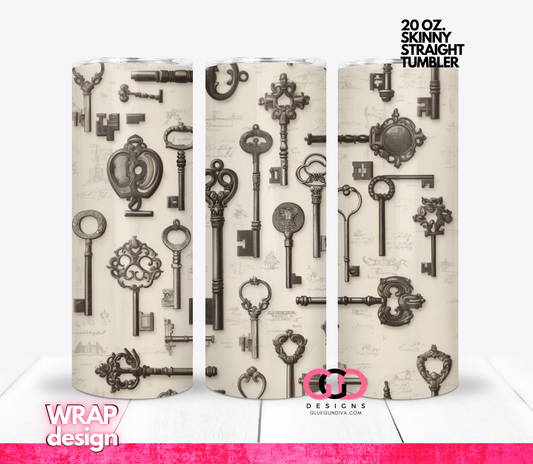 Just Keys -   Digital tumbler wrap for 20 oz skinny straight tumbler