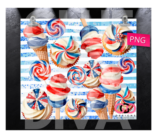 Patriotic Treats -  Digital tumbler wrap for 20 oz skinny straight tumbler