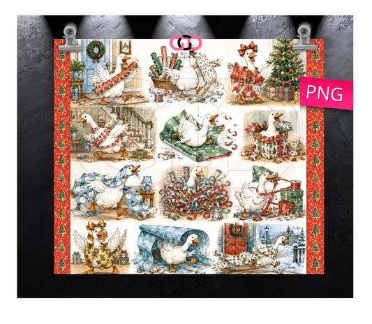 Silly Wrapping Paper Goose -   Digital tumbler wrap for 20 oz skinny straight tumbler