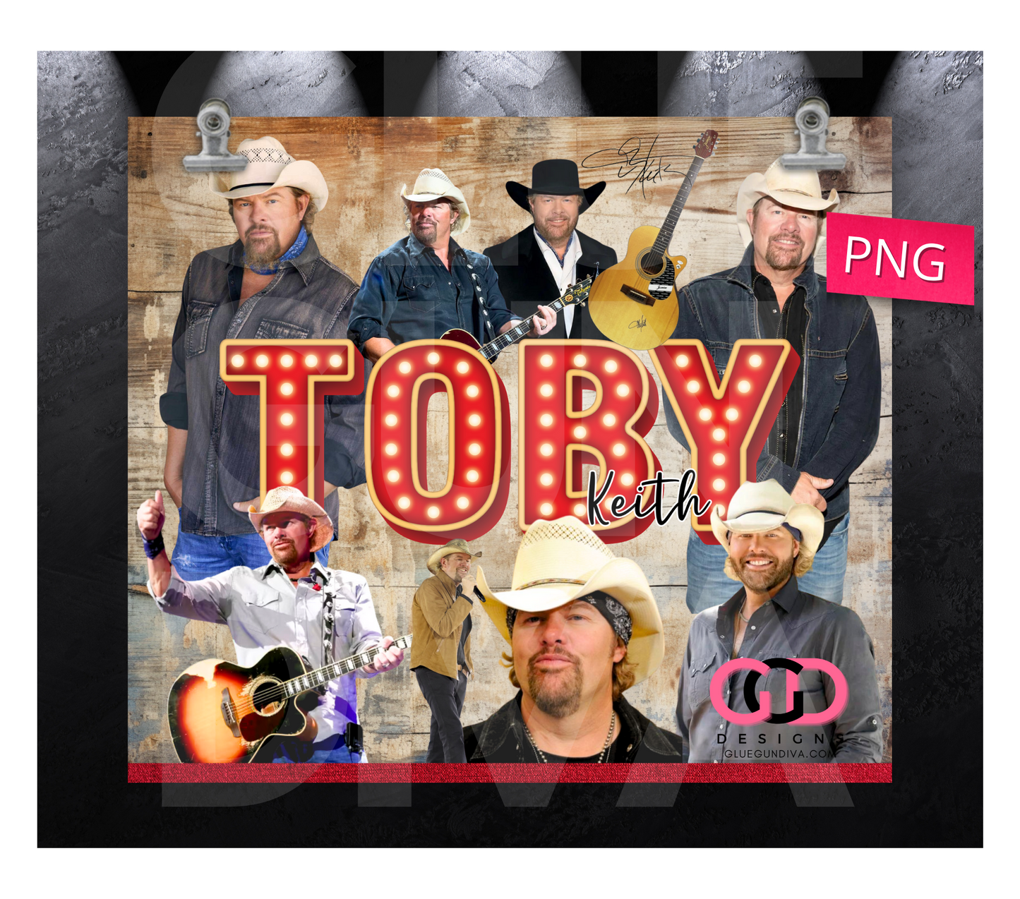 Toby Keith-   Digital tumbler wrap for 20 oz skinny straight tumbler