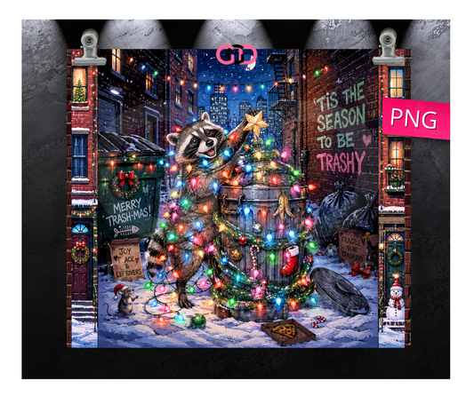 Tis the season to be trashy -   Digital tumbler wrap for 20 oz skinny straight tumbler