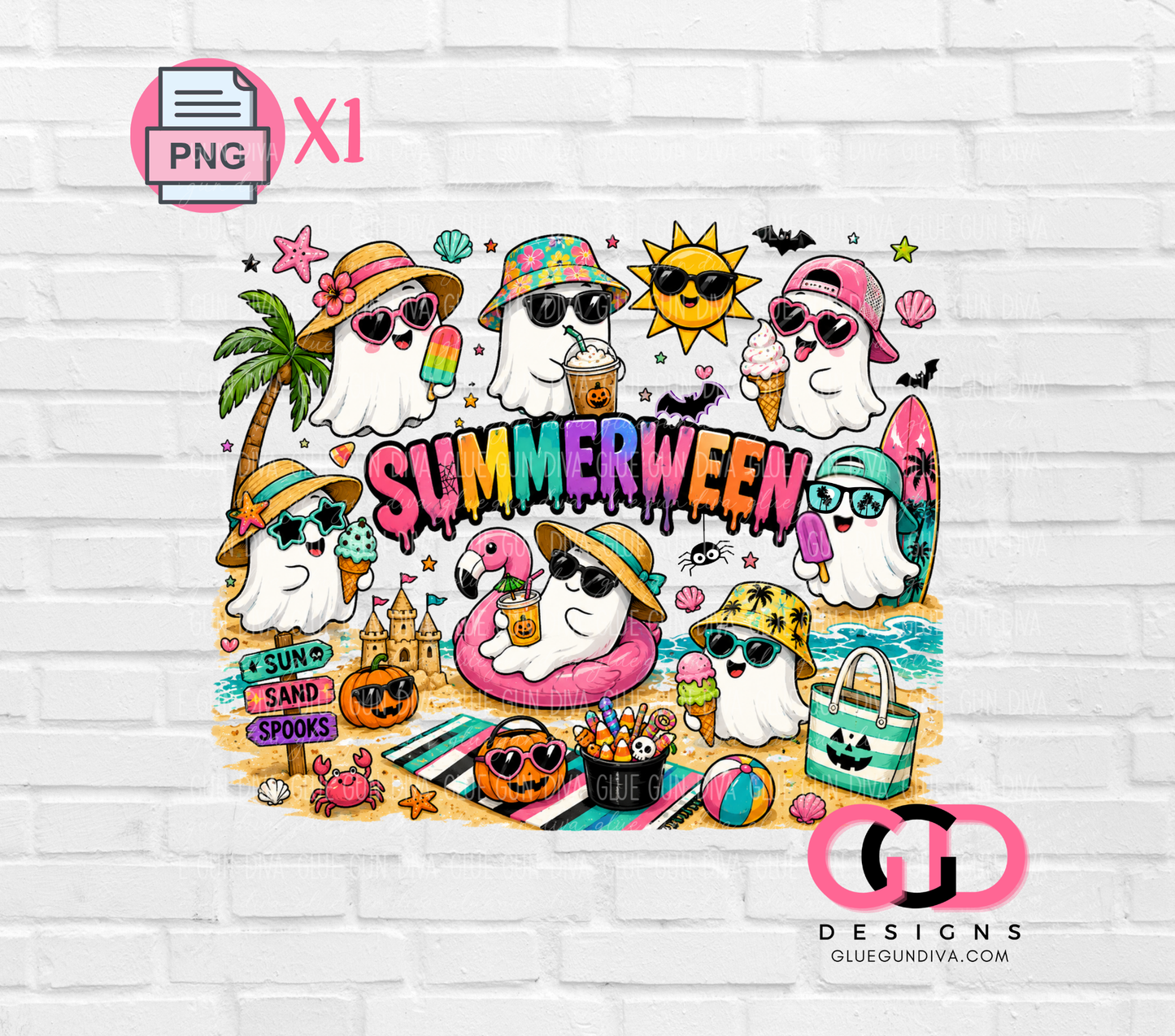 Summerween  Ghosts Beach -  PNGs & SVGs