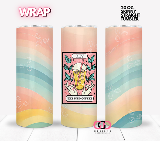 The iced Coffee tarot Card -  Digital tumbler wrap for 20 oz skinny straight tumbler