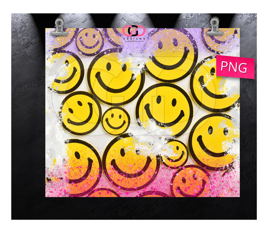 Happy Faces Background - Digital tumbler wrap for 20 oz skinny straight tumbler