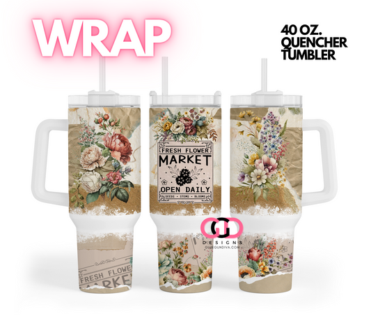 Fall Fresh Flowers -   Digital tumbler wrap for 40 oz tumbler