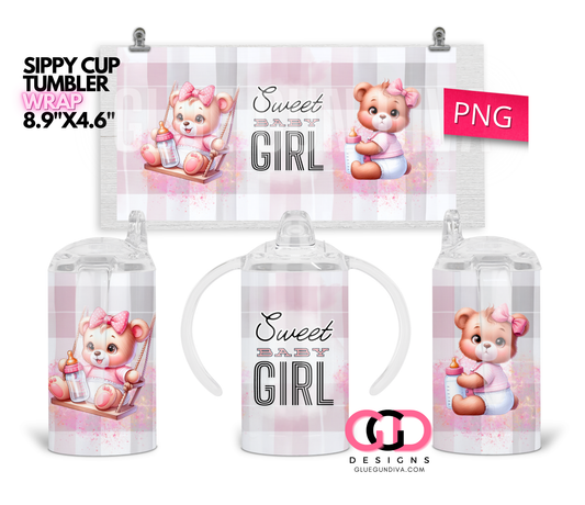 Sweet Baby Girl - Digital Sippy Cup Wrap for kid's cups 12 oz