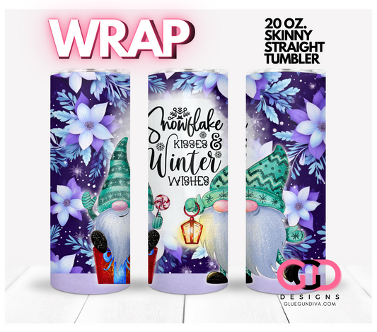 Snowflake Kisses-   Digital tumbler wrap for 20 oz skinny straight tumbler