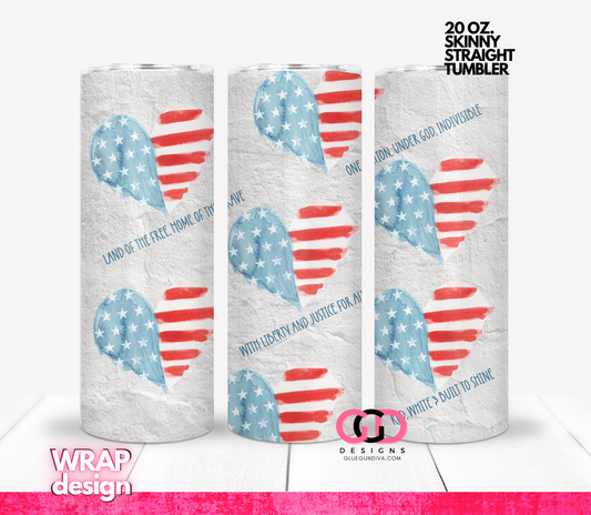Red White and Built to Shine-   Digital tumbler wrap for 20 oz skinny straight tumbler