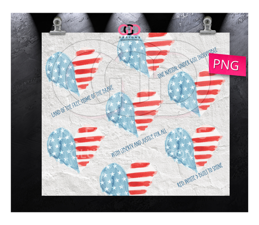 Red White and Built to Shine-   Digital tumbler wrap for 20 oz skinny straight tumbler