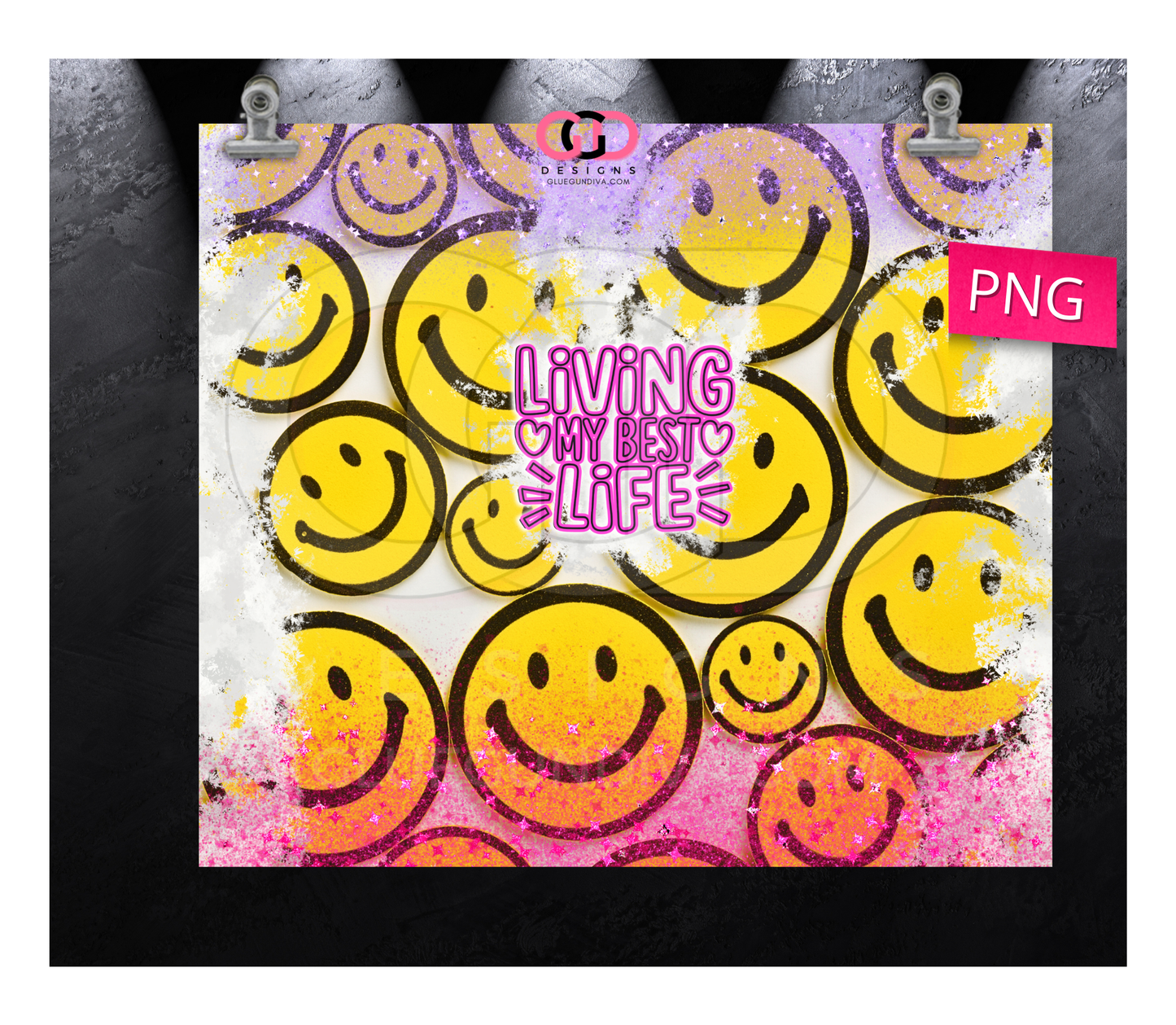 Living my best life - Digital tumbler wrap for 20 oz skinny straight tumbler