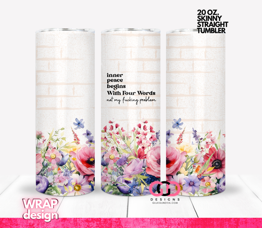 Inner Peace Floral -Digital tumbler wrap for 20 oz skinny straight tumbler