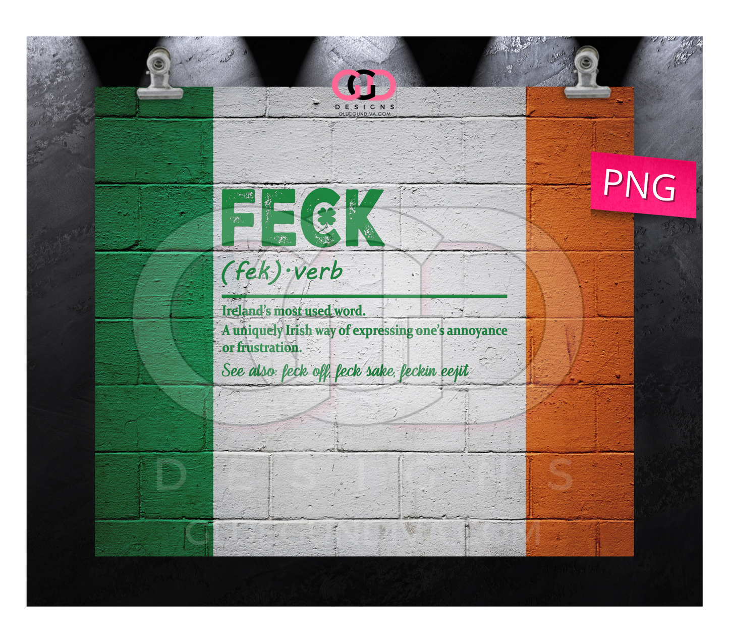 Feck and Brick Flag -  Digital tumbler wrap for 20 oz skinny straight tumbler