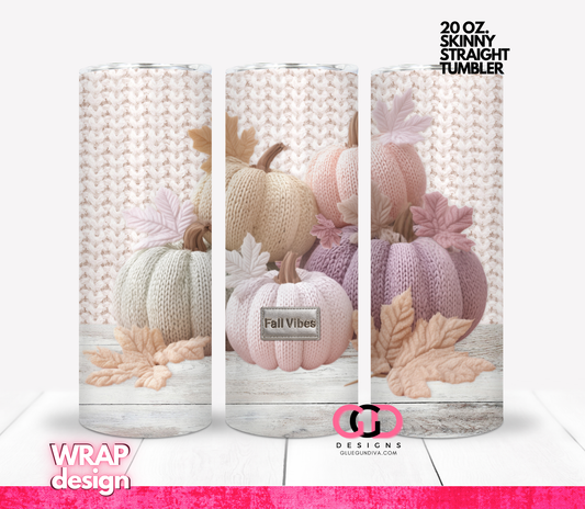 Fall Vibes Knitted -   Digital tumbler wrap for 20 oz skinny straight tumbler