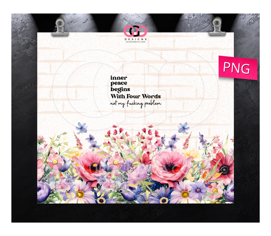 Inner Peace Floral -Digital tumbler wrap for 20 oz skinny straight tumbler