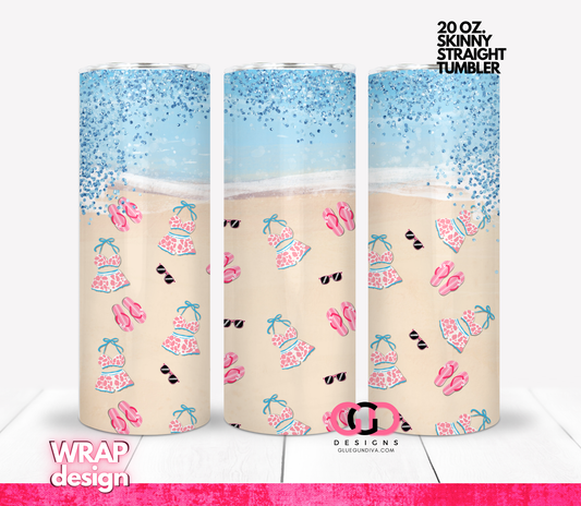 Beach Mookini -  Digital tumbler wrap for 20 oz skinny straight tumbler