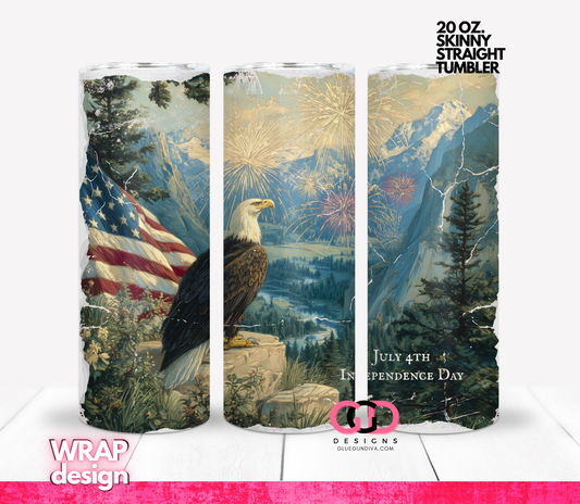 Eagle Vintage Independence Day-   Digital tumbler wrap for 20 oz skinny straight tumbler