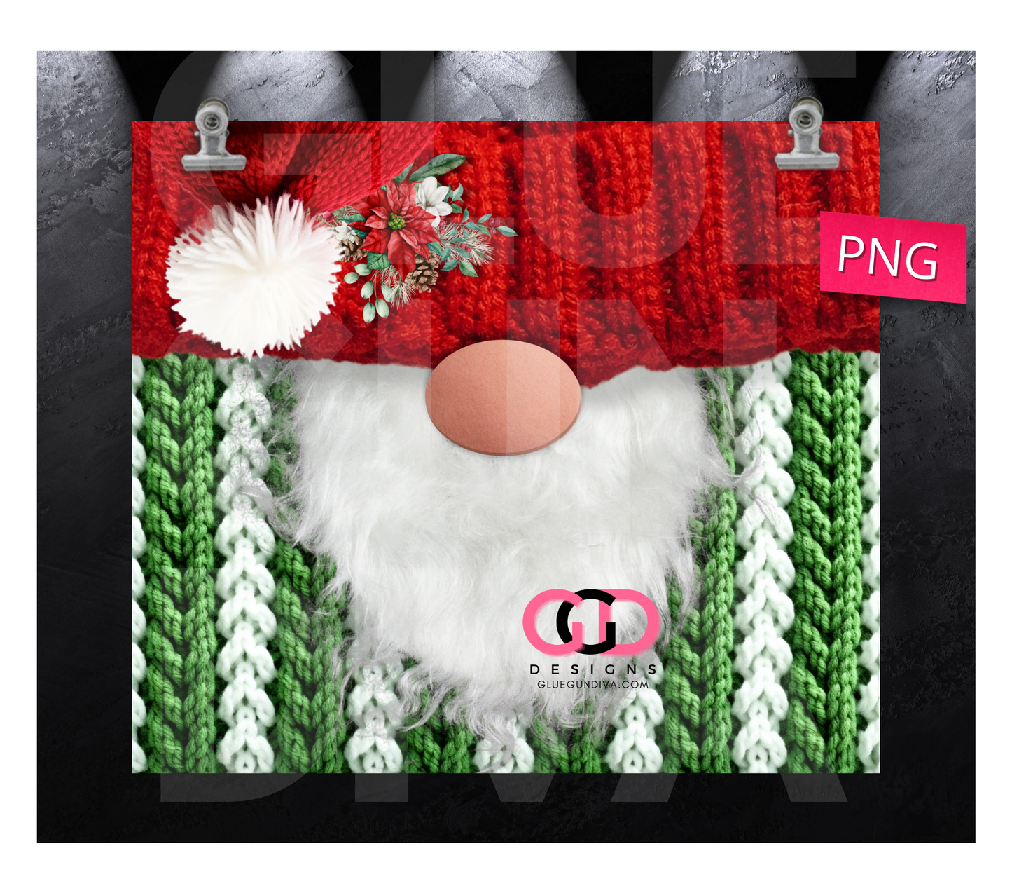 Christmas Gnome Knitted Outfit -   Digital tumbler wrap for 20 oz skinny straight tumbler