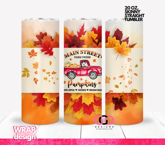 Main Street Pumpkins-  Digital tumbler wrap for 20 oz skinny straight tumbler