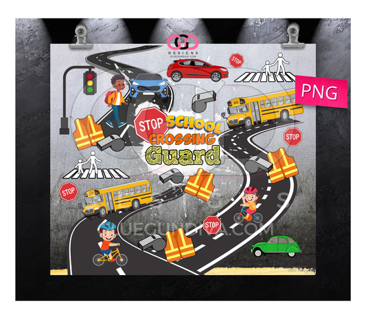 School Crossing Guard -  Digital tumbler wrap for 20 oz skinny straight tumbler