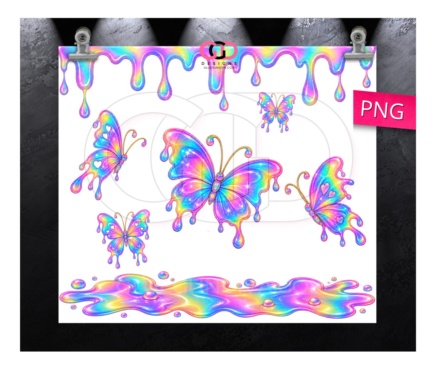 Butterfly Drip -   Digital tumbler wrap for 20 oz skinny straight tumbler
