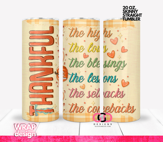 Thankful for All -   Digital tumbler wrap for 20 oz skinny straight tumbler
