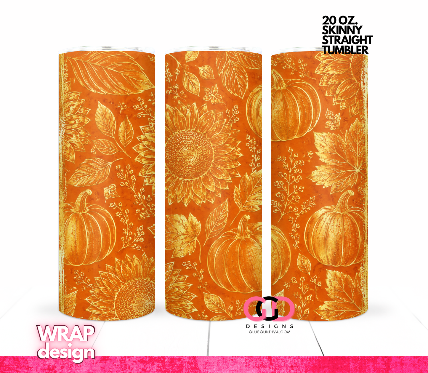 Foil Fall -   Digital tumbler wrap for 20 oz skinny straight tumbler
