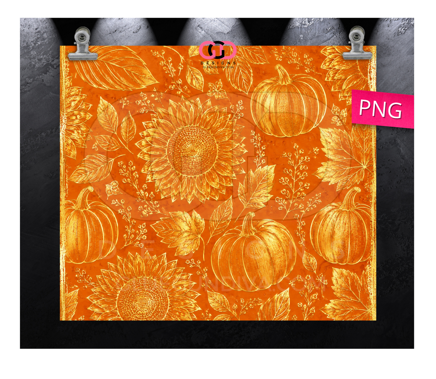 Foil Fall -   Digital tumbler wrap for 20 oz skinny straight tumbler