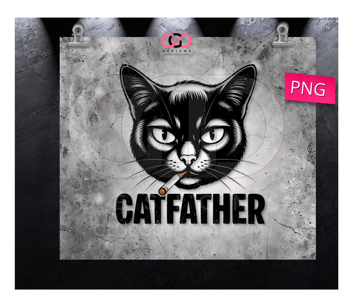 Catfather-  Digital tumbler wrap for 20 oz skinny straight tumbler