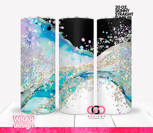 Holographic Glitter Sparkle -   Digital tumbler wrap for 20 oz skinny straight tumbler